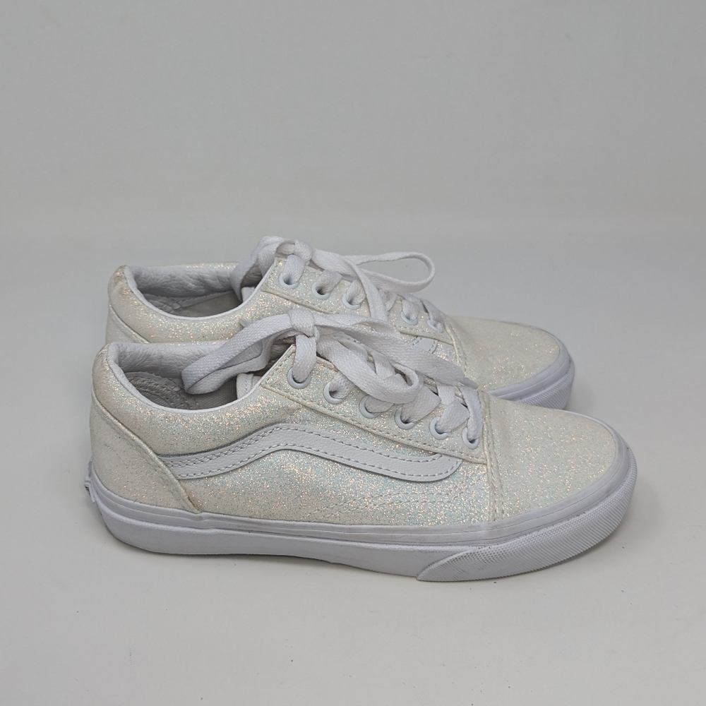 Vans Old Skool Kids Sneaker Size 1.5 Glitter White Casual School Shoe